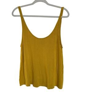 FARM Rio Women's  Mustard Yellow Viscose Basic Scoop Neck Tank Top, Size M, EUC